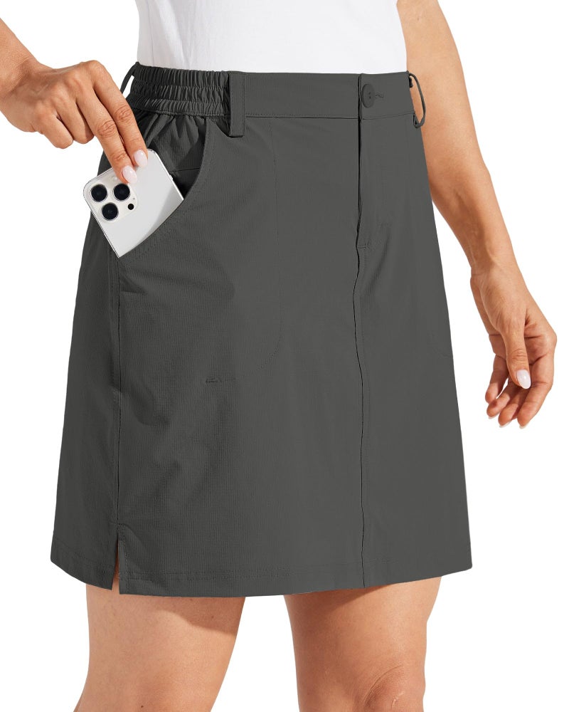Willit Women's Skorts Golf Casual Skort Skirts UPF 50+ Quick Dry Zip Pockets Outdoor Hiking Deep Gray L - Image 2